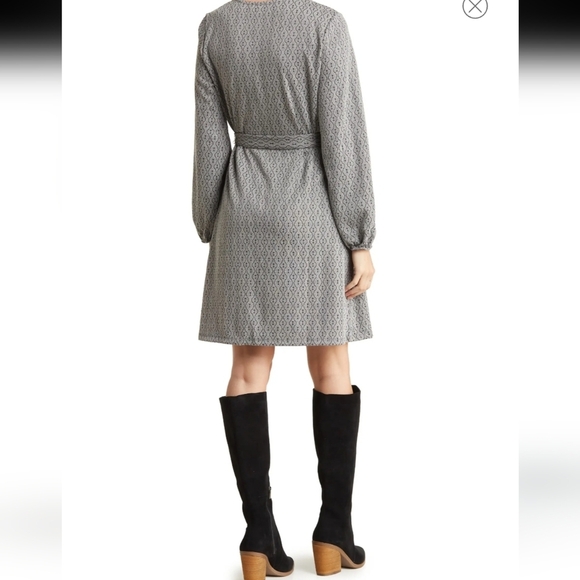 Lucky Brand knit V-neck Button front dress billowy balloon sleeve dress size L - Picture 3 of 12